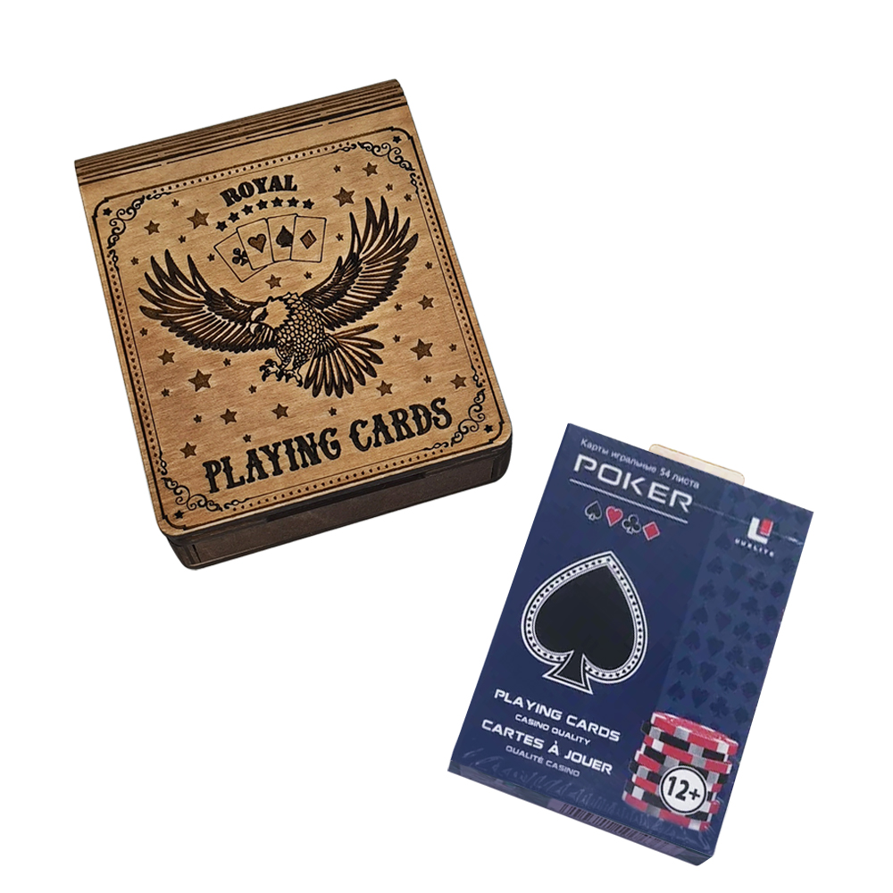 

Карты "Woodenking" "Орел светлые" в подарочной коробке ручной работы, Карты