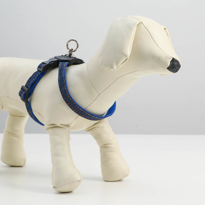 

Шлейка многоразмерная регулируемая быстросъемная, ОГ+ОШ 40-70 см, до 15 кг, джинс-синяя