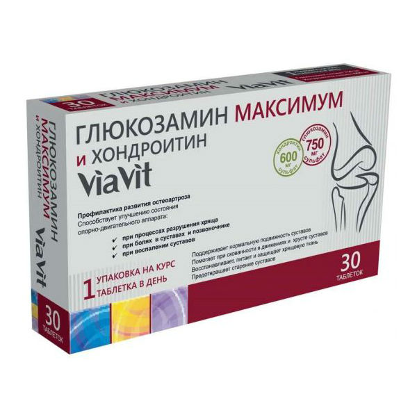 Купить Глюкозамин Максимум и Хондроитин Via Vit таблетки 30 шт., Natur Produkt