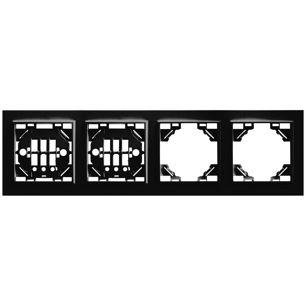 Рамка четырехместная горизонтальная STEKKER 39485 PFR00-9004-03 черный серия Эрна горизонтальная двухместная рамка stekker