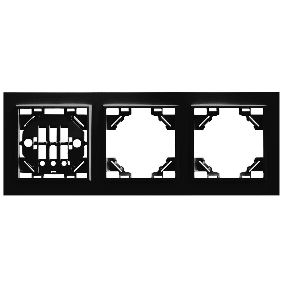 Рамка трехместная горизонтальная STEKKER 39484 PFR00-9003-03 черный серия Эрна горизонтальная 4 местная рамка stekker