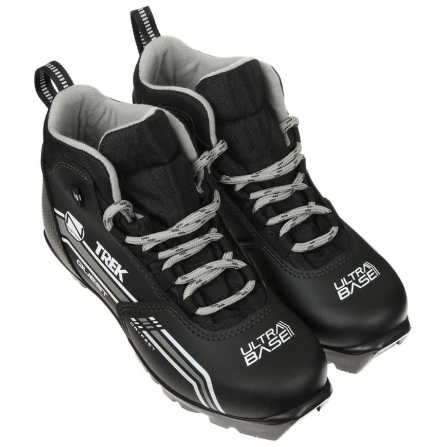 фото Ботинки лыжные nnn trek quest4 черные/логотип серый размер ru37 eu38 cm23,5