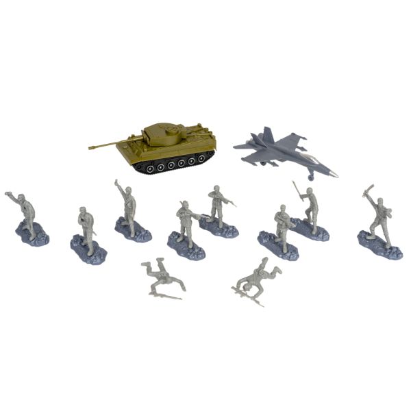 Набор Армия Bondibon, 10 шт. солдатиков с оружием ,1 шт. танк, 1 шт. самолёт, военная карт