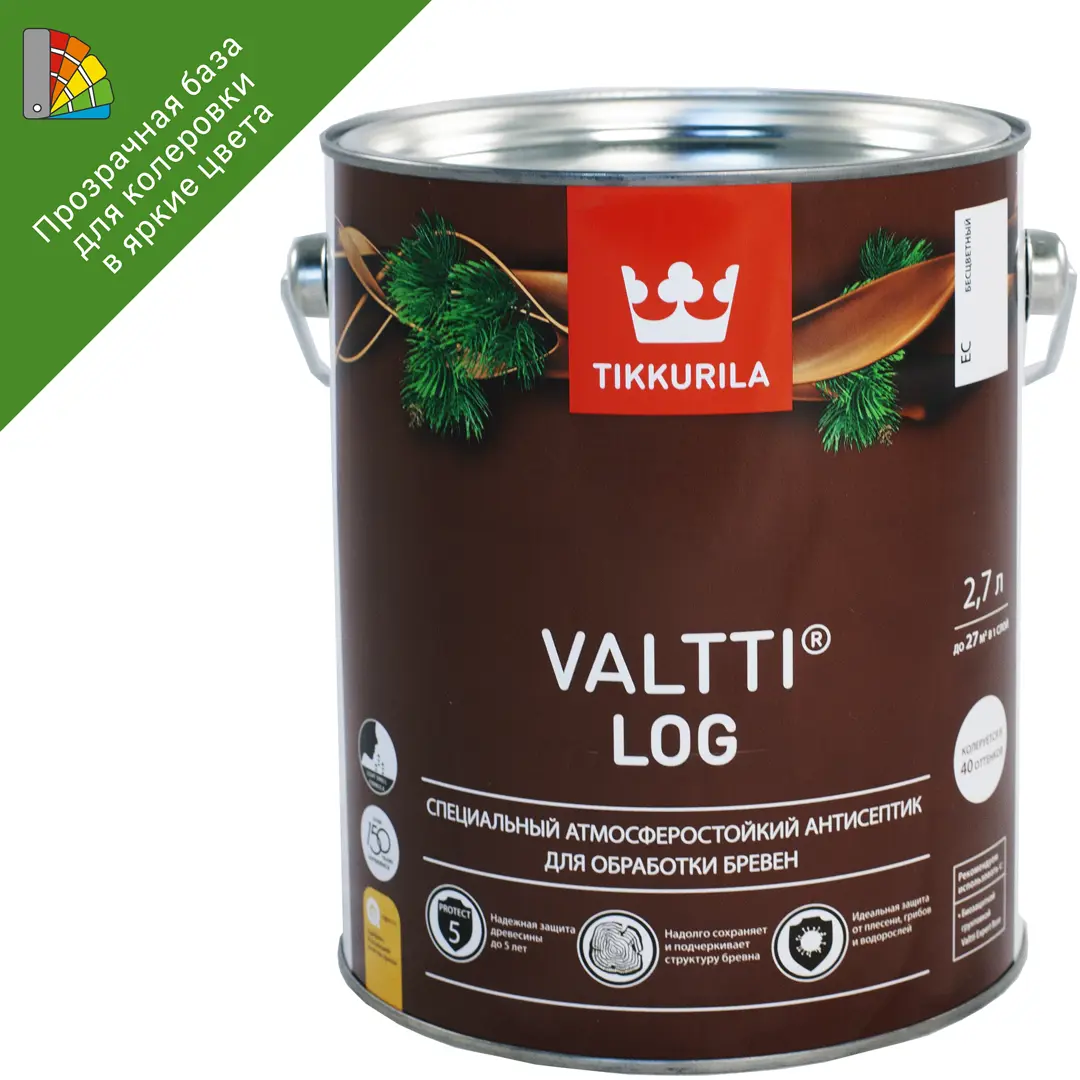 фото Антисептик для дерева tikkurila valtti log база ес 2.7 л