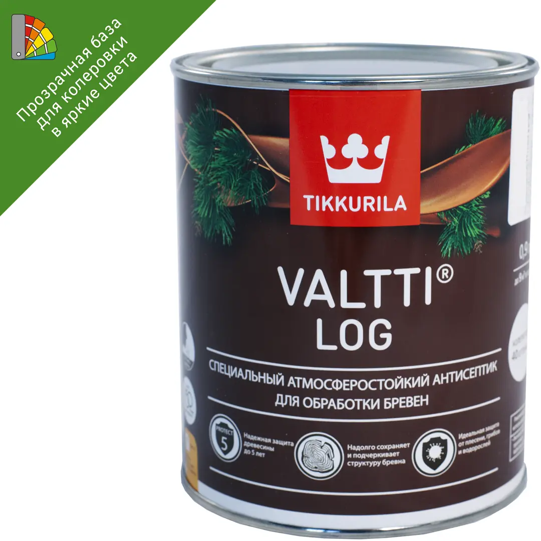 фото Антисептик для дерева tikkurila valtti log база ес 0.9 л