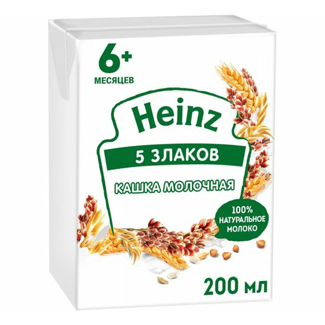 Каша Heinz 5 злаков молочная с 6 месяцев 200 мл