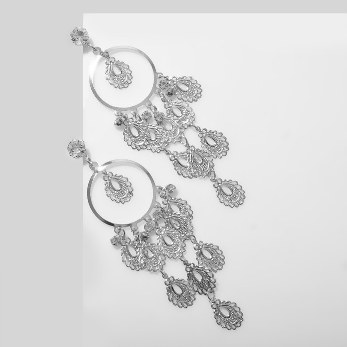 

Серьги шандельеры из бижутерного сплава Queen Fair 9679728, стразы