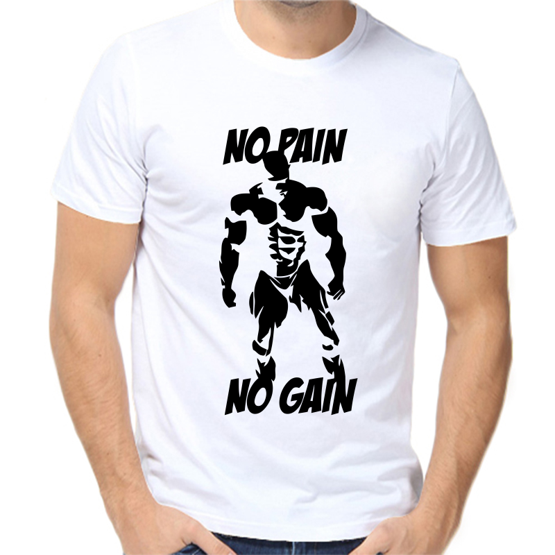 

Футболка мужская белая 52 р-р no paig no gain, Белый, fm_no_pain