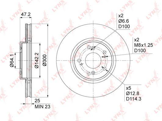 

Диск тормозной передний Honda Accord VII/Accord VII Tourer 03>08 Lynx BN1040