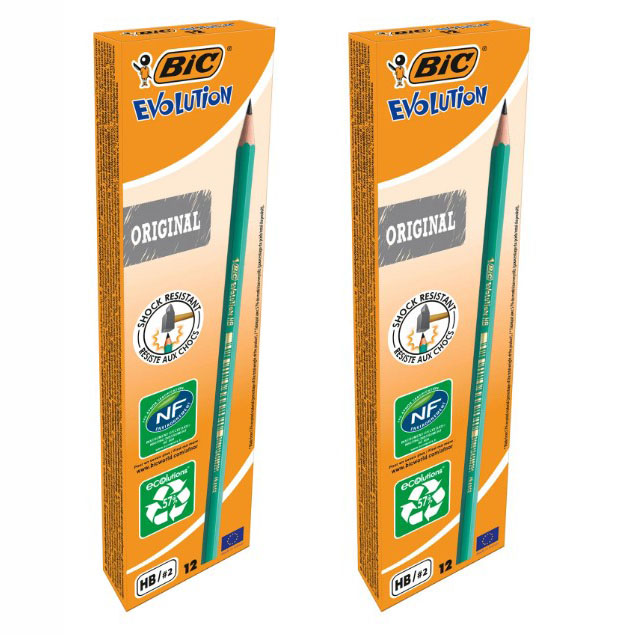 Карандаш чернографитный BIC Эволюшн, пластиковый, 12 шт, 2 упаковки