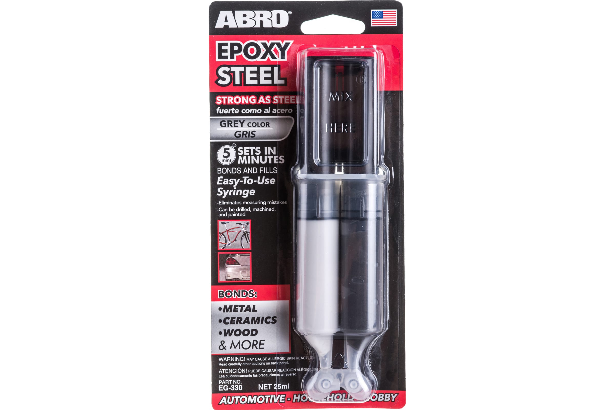 Клей ABRO эпоксидный в шприце серый, EG-330, 30мл профессиональный клей аэрозоль abro