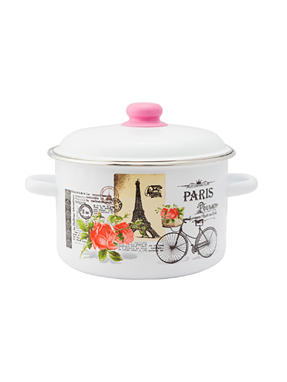 

Кастрюля эмалированная Appetite Париж, с крышкой, 2 л, Белый