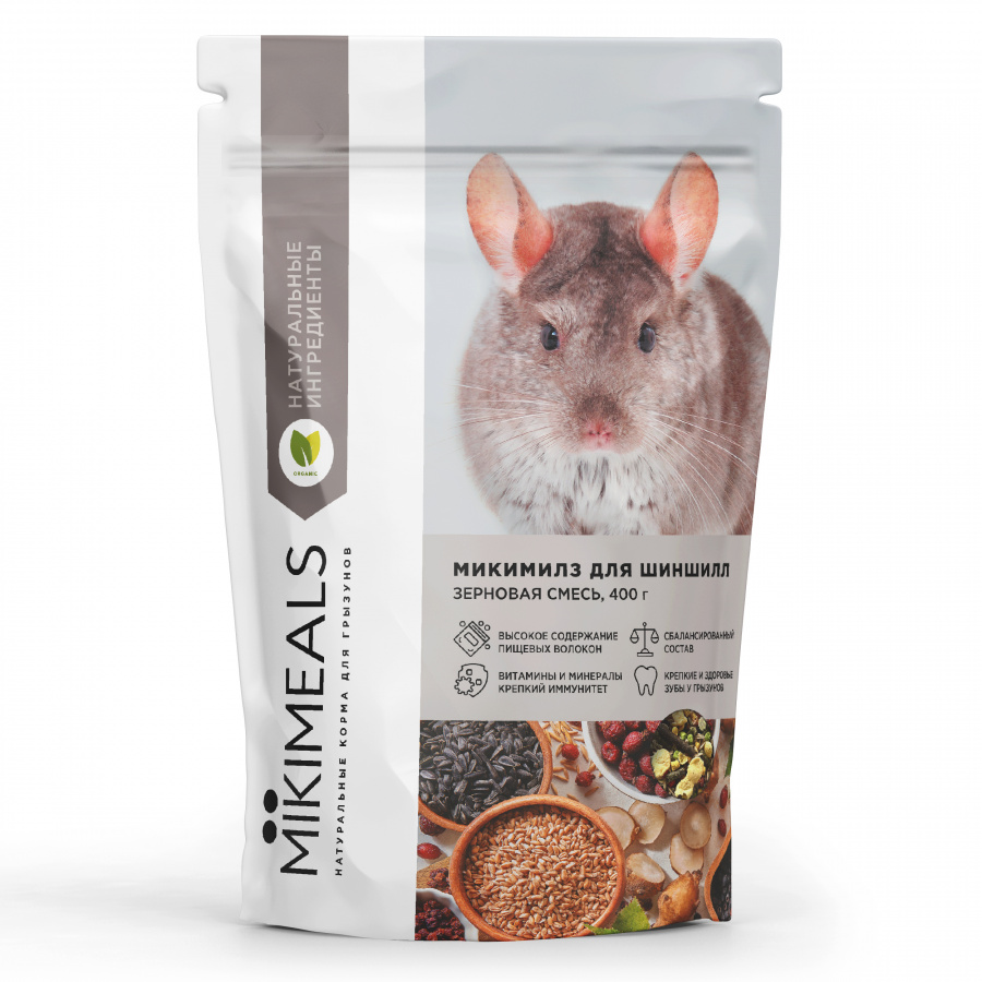 

Сухой корм для шиншилл MIKIMEALS зерновая смесь, 400 г