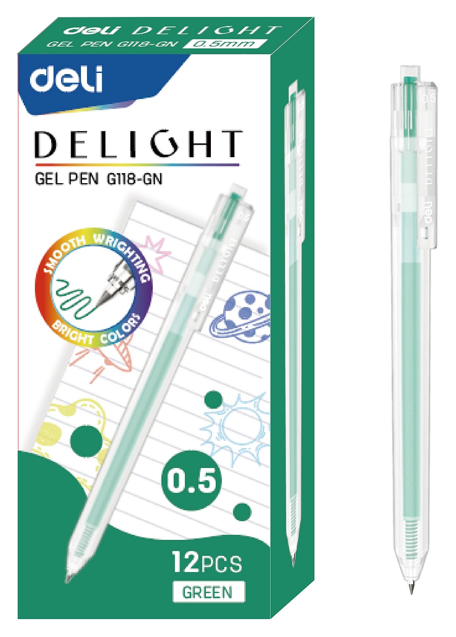 

Ручка гелевая Deli Delight EG118-GN зеленая 0,5 мм 12 шт