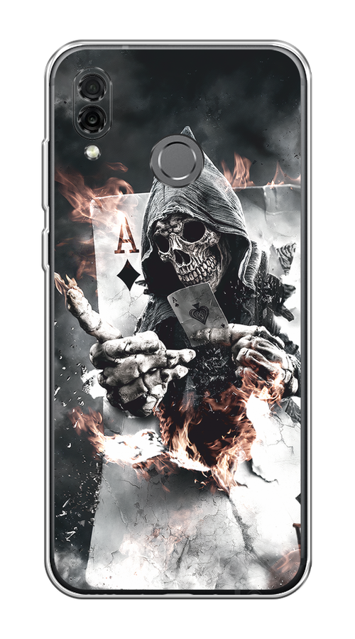 

Чехол на Honor Play "Карты черепа в капюшоне", Белый;серый, 66250-1