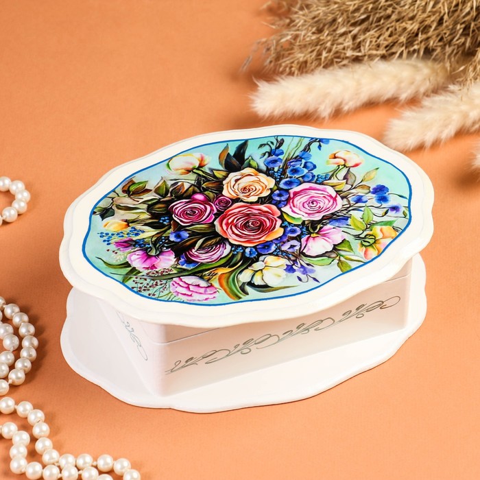 

Шкатулка «Букет роз», белая, 20x15 см, лаковая миниатюра, Белый