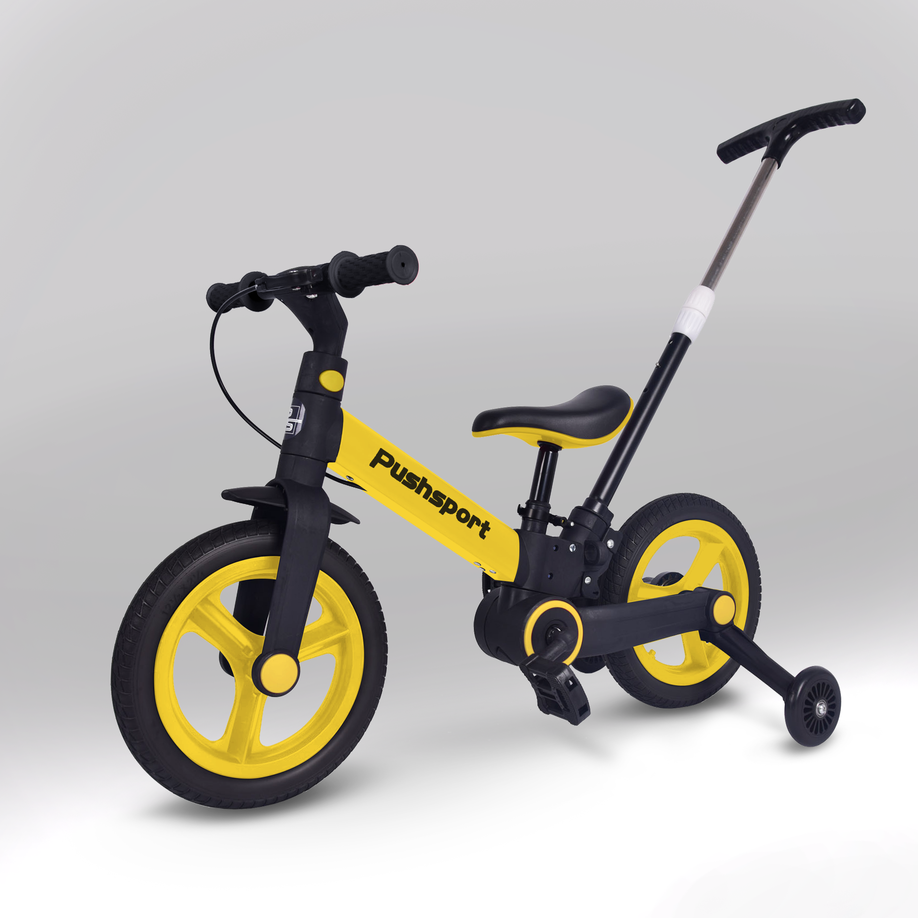 Детский двухколесный велосипед Pushsport желтый