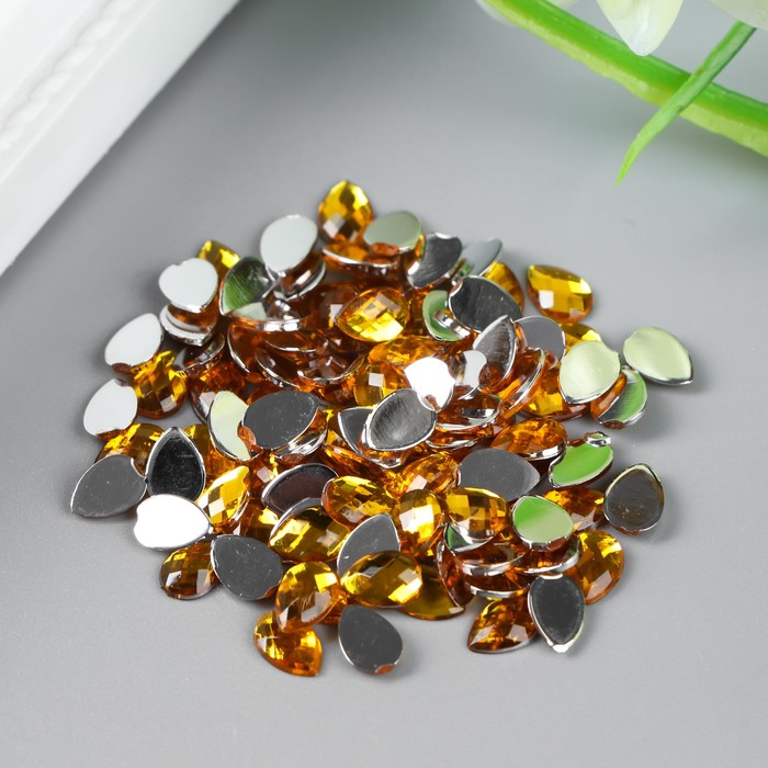 

Декор для творчества пластик "Стразы капельки. Ярко-жёлтые" набор 100 шт 0,6х0,4 см, Желтый