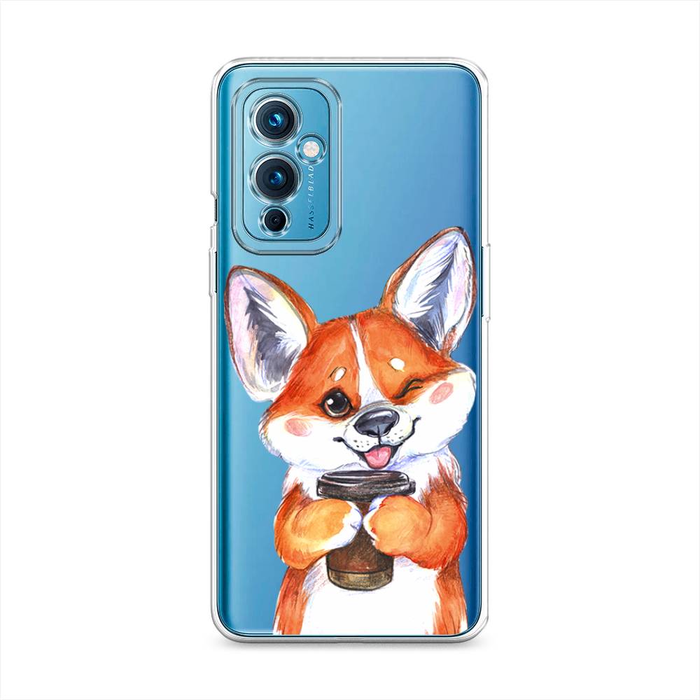 

Чехол на OnePlus 9 LE2110 "Корги с кофе", Оранжевый;белый, 152750-4