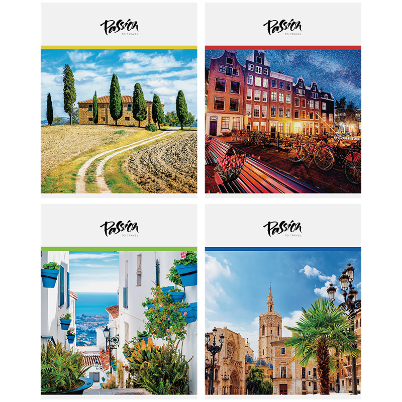 

Тетрадь 48л., А5, линия Greenwich Line Passion to travel, глянцевая ламинация, 70г/м2, Асс