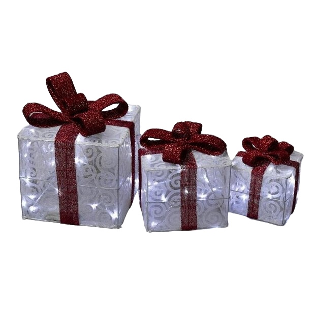 Фигура ткань Подарки Кубы белые 15х20х25 см 60 LED с конр 8р220V БЕЛЫЙ HTI 6280₽