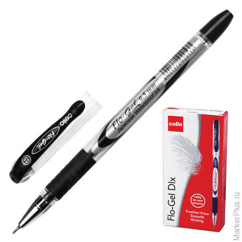 Ручка гелевая CELLO Flo Gel, корпус непрозрачный, игольчатый пишущий узел 0,5 мм, резиновы