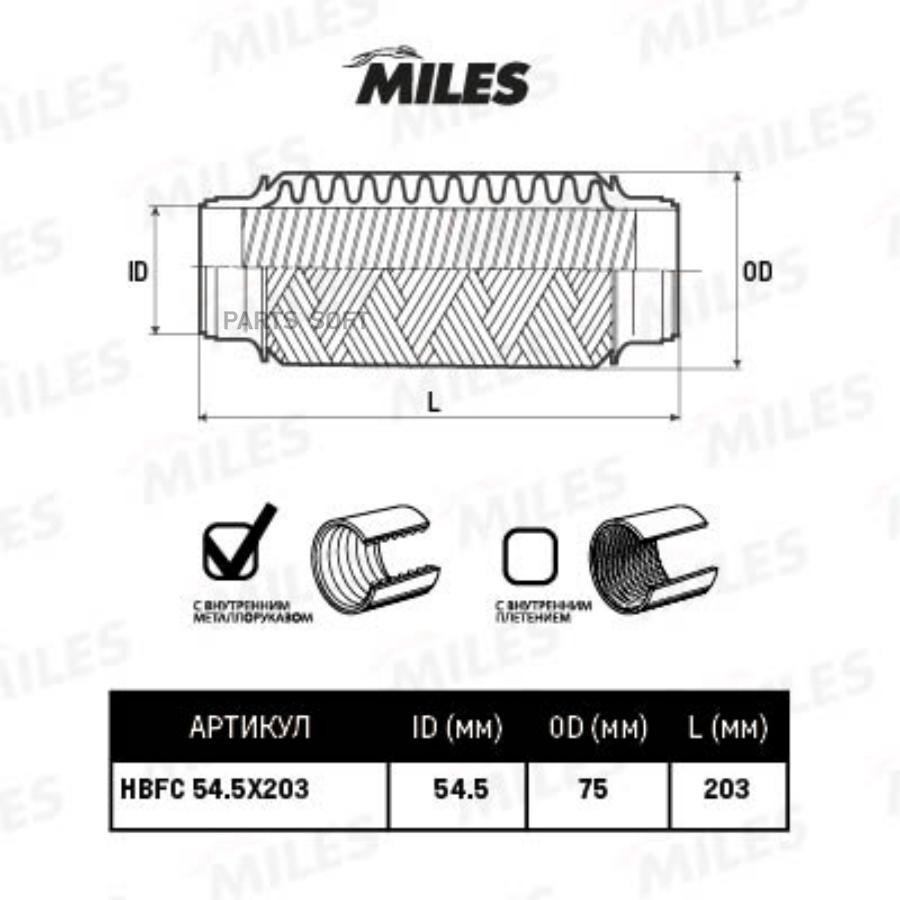 

MILES HBFC54.5X203 Труба гофрированная универсальная 54.5X203 усиленная