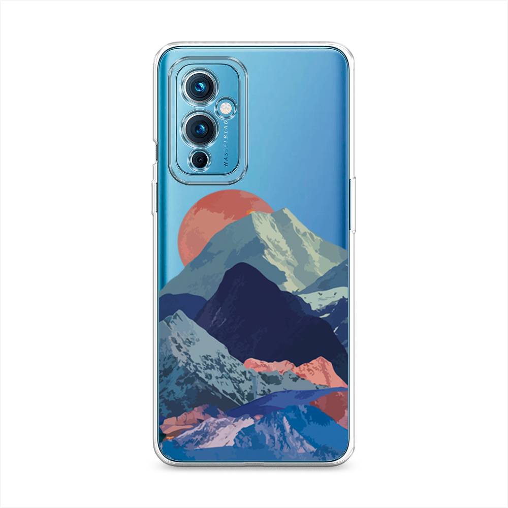 

Чехол на OnePlus 9 LE2110 "Закат в снежных горах", Красный;серый;голубой, 152750-2