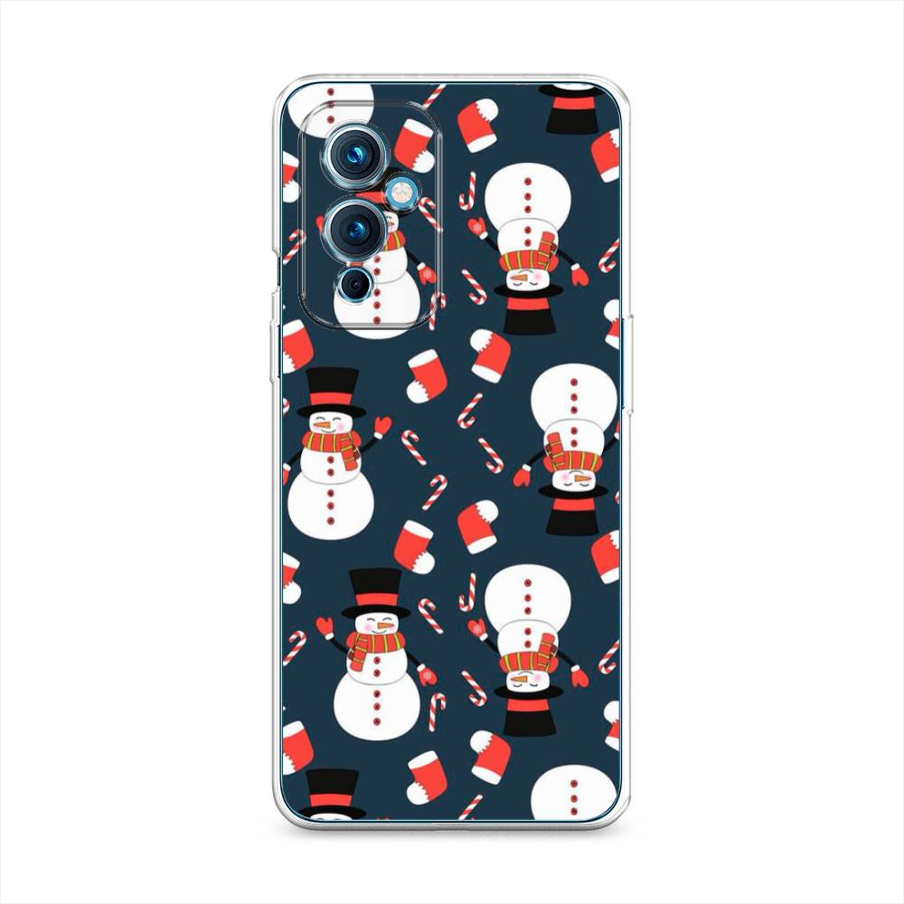 

Чехол на OnePlus 9 LE2110 "Синие снеговики", Синий;белый;красный, 152750-5