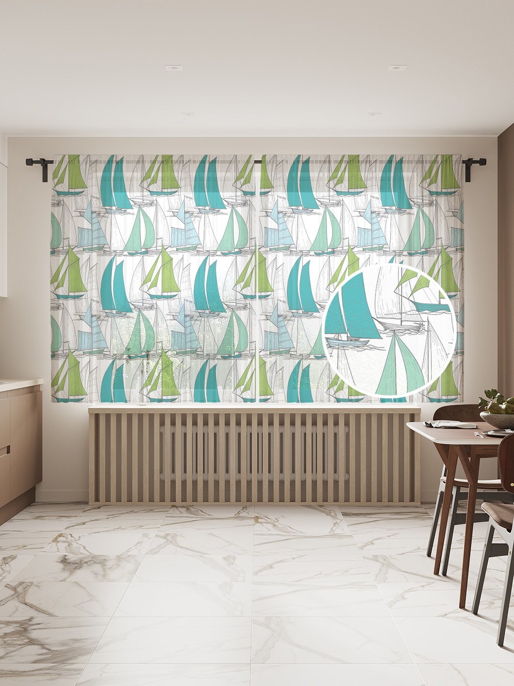 

Фототюль JoyArty "Парусная регата", 145x180 см (2 полотна со шторной лентой + 50 крючков), Парусная регата