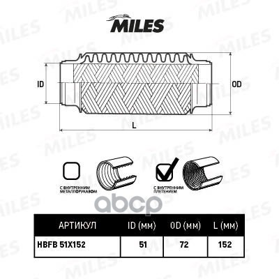 MILES HBFB51X152 Труба гофрированная универсальная 51X152