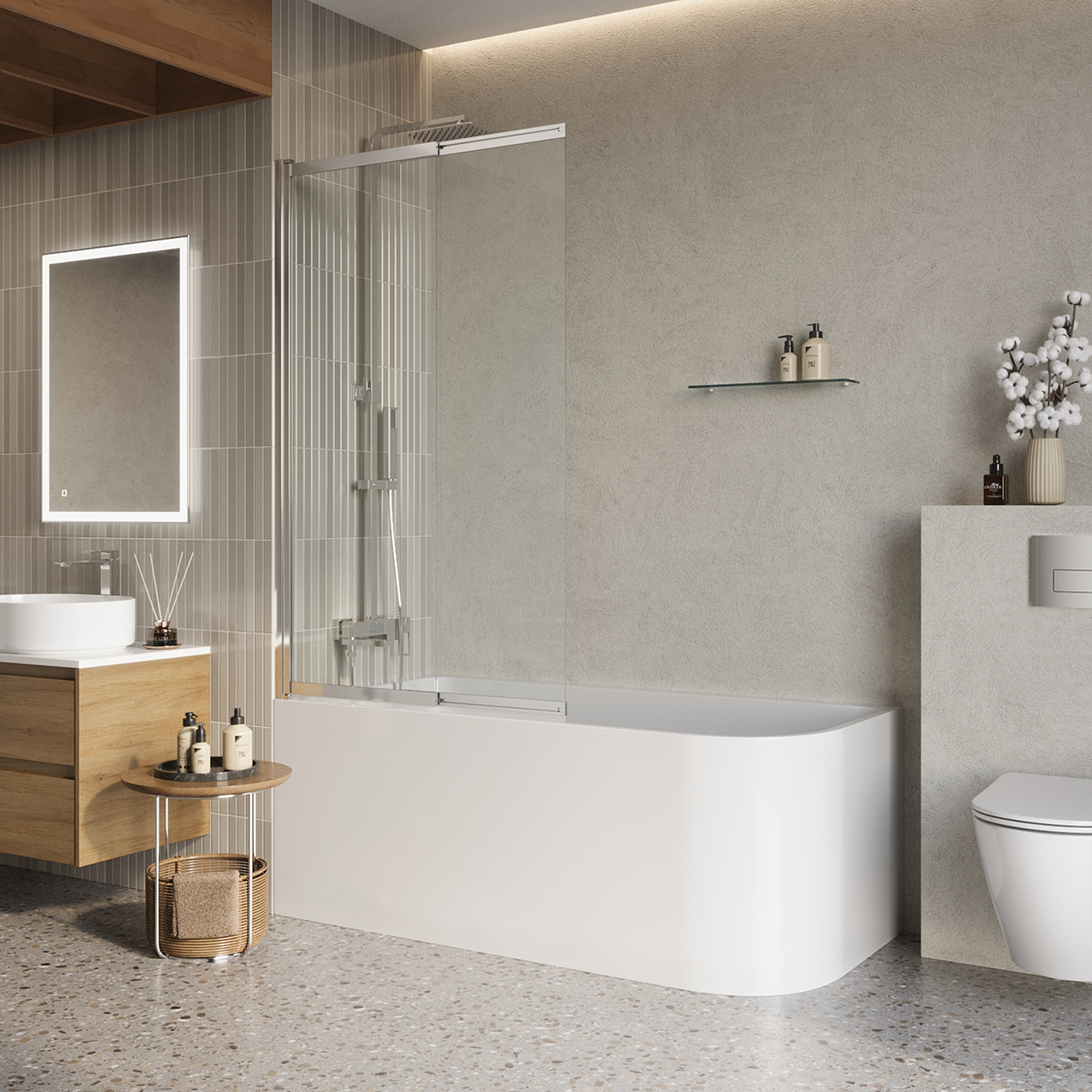 

Шторка на ванну BelBagno LUCE LUCE-VF-11-100/145-C-Cr хром глянцевый, LUCE-VF-11-100/145-C-Cr