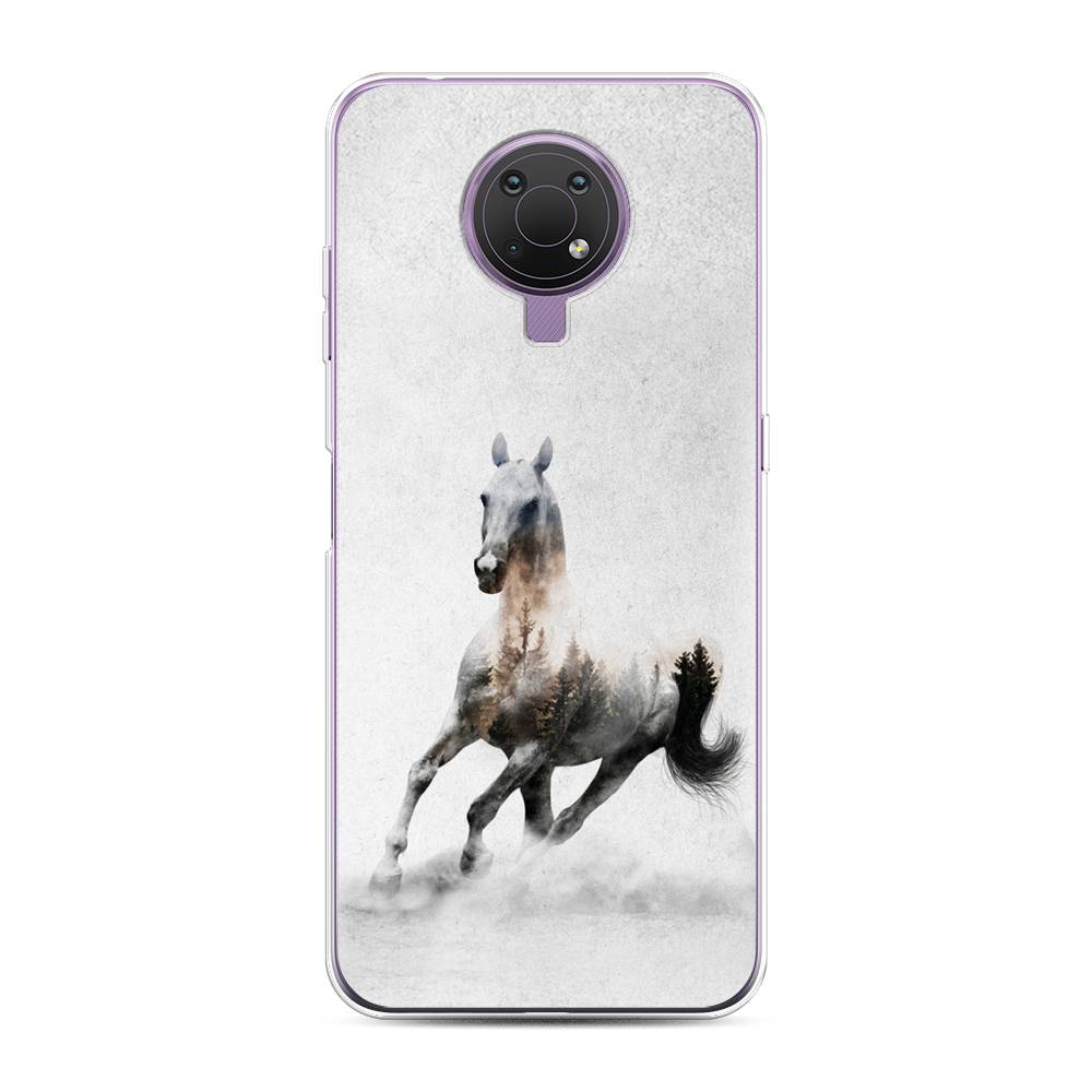

Чехол Awog на Nokia G10 / Нокиа G10 "Лошадь лес", Серый;черный, 124050-2