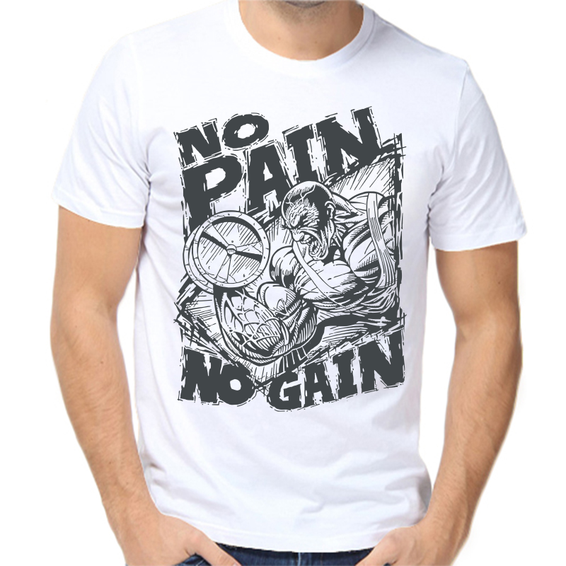 

Футболка мужская белая 44 р-р no paig no gain 3, Белый, fm_no_pain_no_gain_2