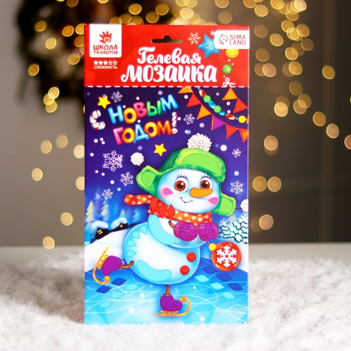 

Новогодняя мозаика стразами на открытке «С Новым годом!» Снеговик, (2шт.)