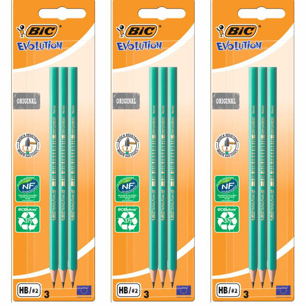 Карандаш чернографитный BIC ЧГ Эволюшн, 3 шт, 3 упаковки