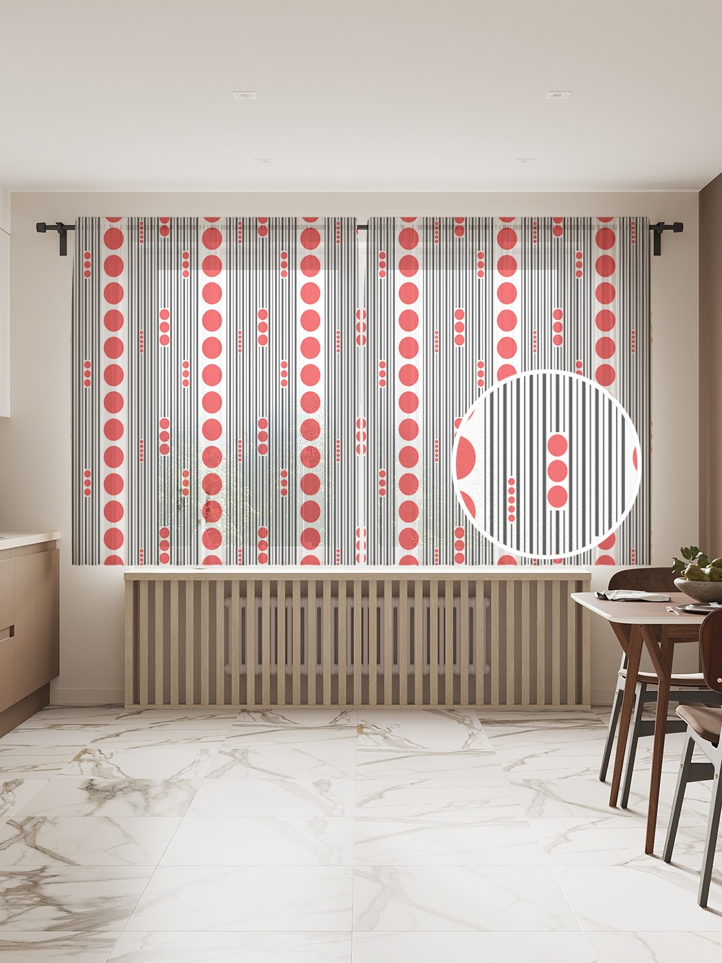 

Фототюль JoyArty "Вертикальные бусы" 145x180см (2 полотна со шторной лентой + 50 крючков), Вертикальные бусы