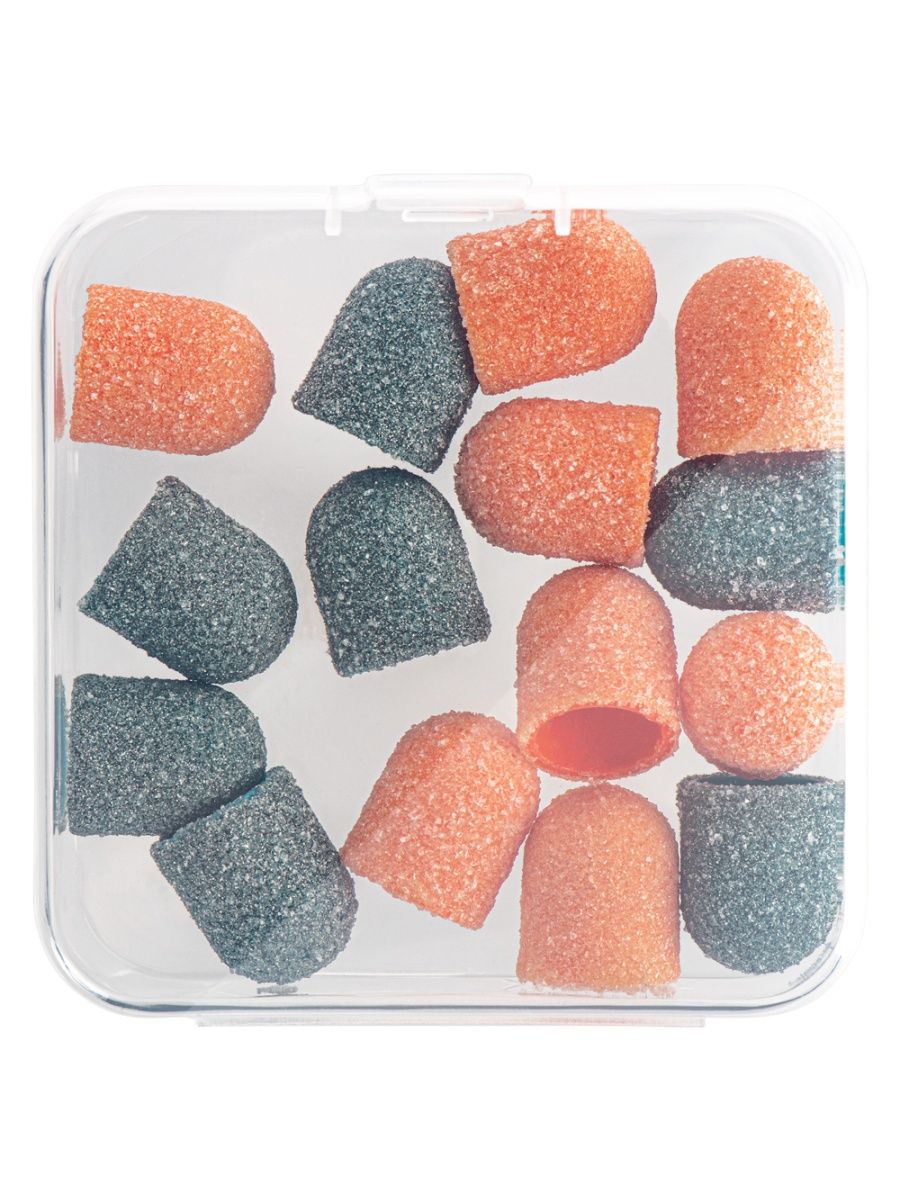 Колпачки irisk песочные цветные в боксе 10мм 15шт 80 грит колпачки для педикюра optimal супергрубые диаметр 10мм абразивность 60грит 50 шт