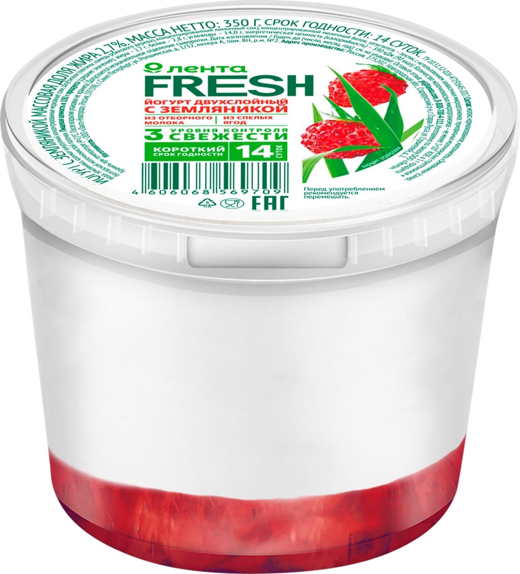 Йогурт Лента Fresh с земляникой 2,7% 350 г