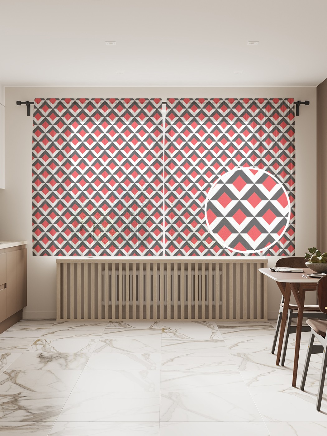 

Фототюль JoyArty "Объемная решетка", 145x180 см (2 полотна со шторной лентой + 50 крючков), Объемная решетка