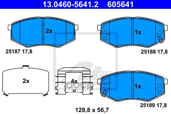 фото Колодки передние hyundai ix20kia soul ii 2014- ate 13.0460-5641.2 ate арт. 13.0460-5641.2