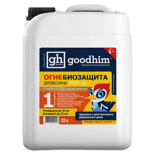 фото Goodhim огнебиозащита 1 группа высшая prof 1g - 20л готовый раствор 29256