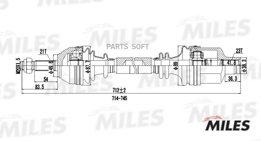 

MILES GC02106 Привод в сборе RENAULT CLIO II/KANGOO I 1.2-1.6 97- прав.