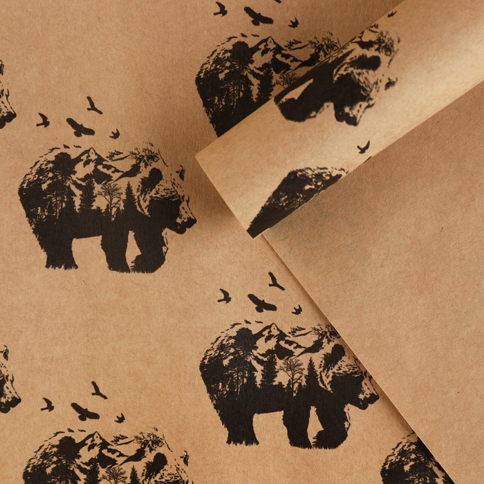 

Бумага упаковочная крафтовая «Bear», 70 x 100 см