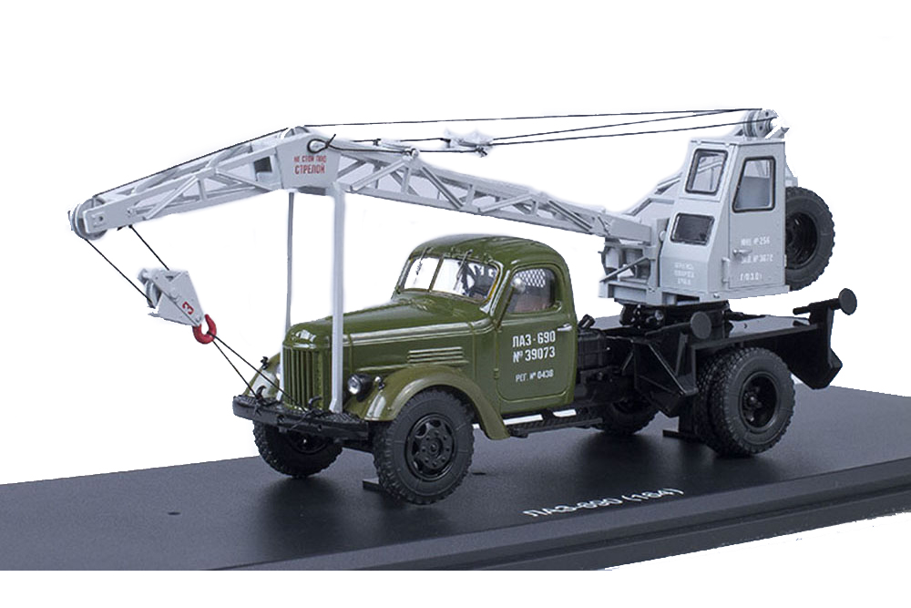

Игрушечная машинка Start Scale Models Автокран ЛАЗ-690 на шасси ЗИЛ-164 хаки, серый