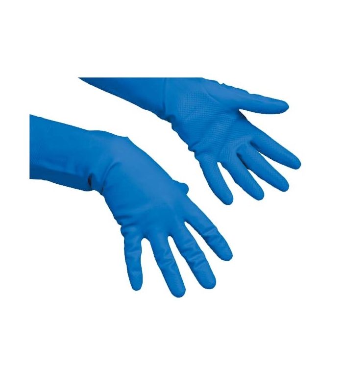 Перчатки латексные Vileda MultiPurpose, синие, размер М, 10 пар