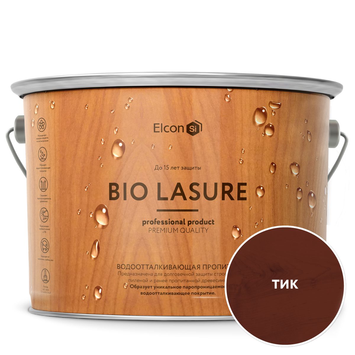 Elcon Водоотталкивающая пропитка для дерева Bio Lasure тик 9л 00-00461955 краска для мебели maitre deco lasure полуглянцевая прозрачная база с 0 9 л