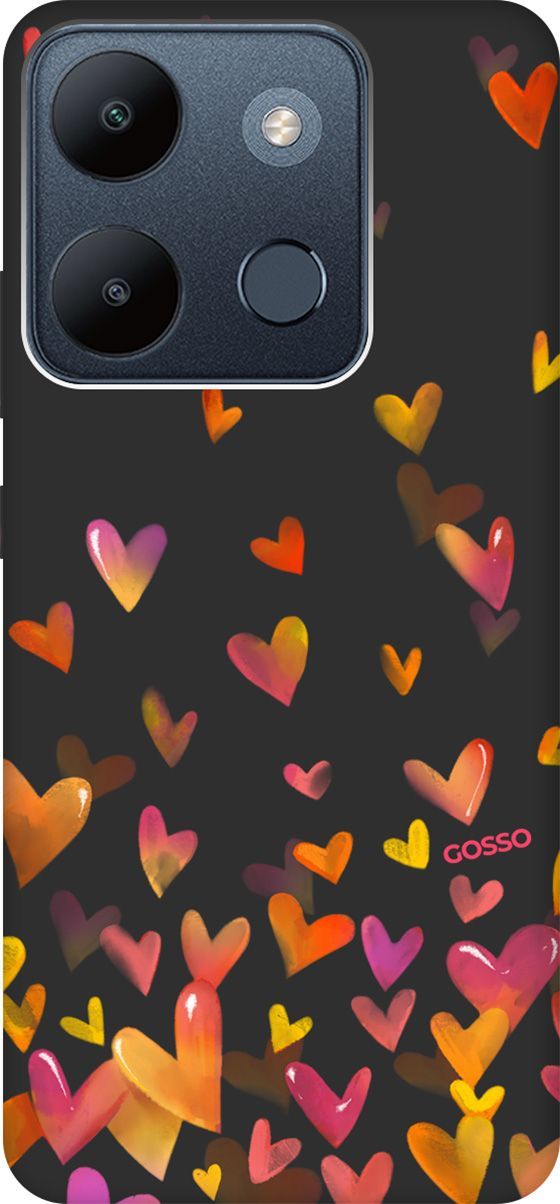 

Чехол на Infinix Smart 7/Tecno Spark Go 2023/Pop 7 Pro "Flying Hearts" черный, Черный;желтый, 158854
