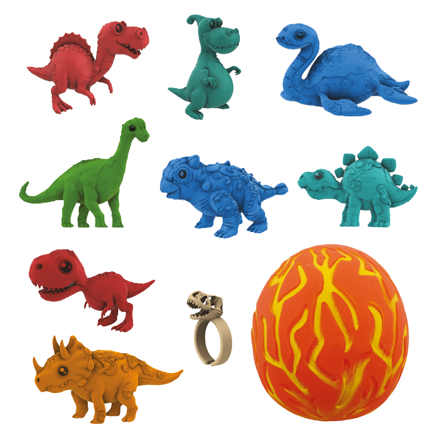Коллекционная фигурка-сюрприз динозавра в яйце-сквише Lava Egg, 8 героев, Crazy Dino, CD02 hti автоперевозчик teamsterz dino с транспортными средствами и динозаврами