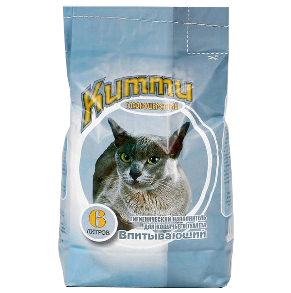 Наполнитель Китти минеральный впитывающий для гладкошерстных кошек, 6 л